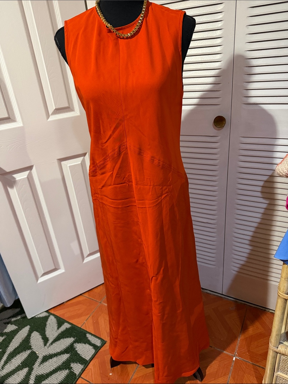 Zara Sleeveless Bright Orange Maxi Dress